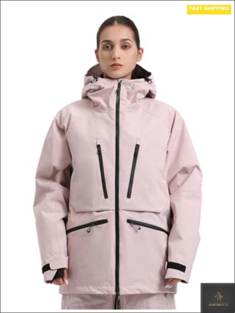 Waterproof Baggy Ski Snowboard Jacket with Hood Thumb Holes